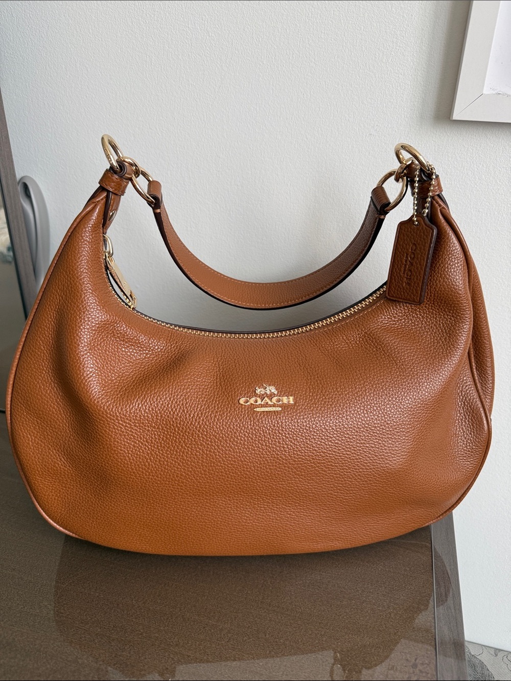 Coach Pebbled Leather authentic Shoulder Hobo in Cognac Brown - Picture 1 of 12